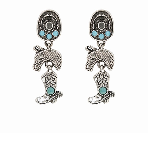 Antique Cowboy Hat & Boots Earrings - Picture 1 of 1